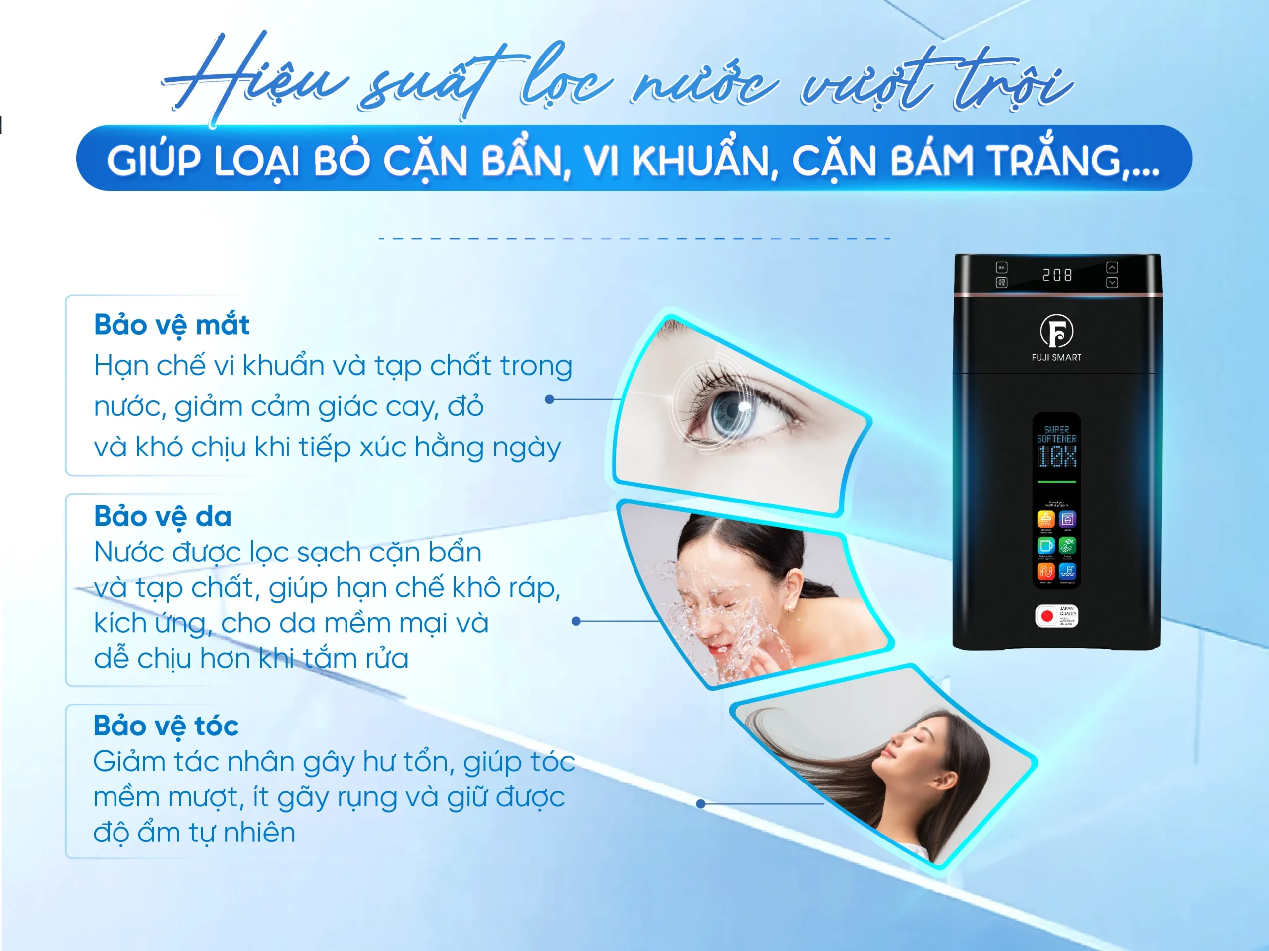 Hiệu suất lọc vượt trội của hệ thống lọc tổng đầu nguồn Fuji Smart Super Softener CS One