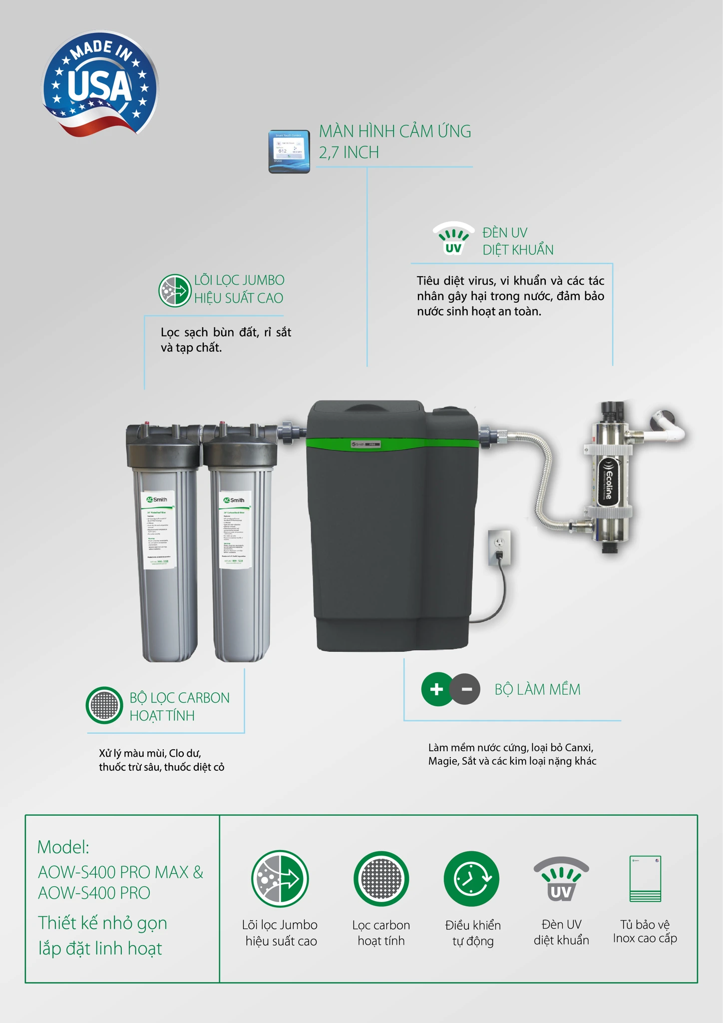Hệ thống lọc tổng đầu nguồn AOW-S400 PRO & AOW-S400 PRO MAX