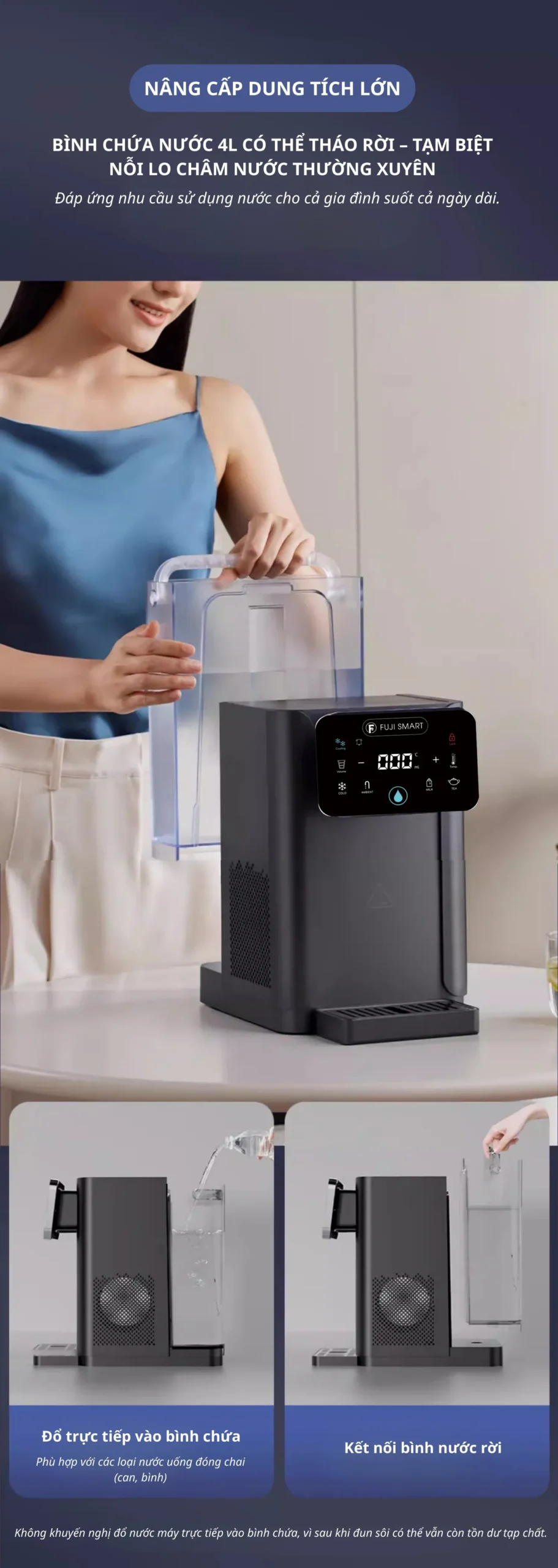 Bình chứa nước dung tích 4 lít đáp ứng tốt nhu cầu sử dụng hàng ngày