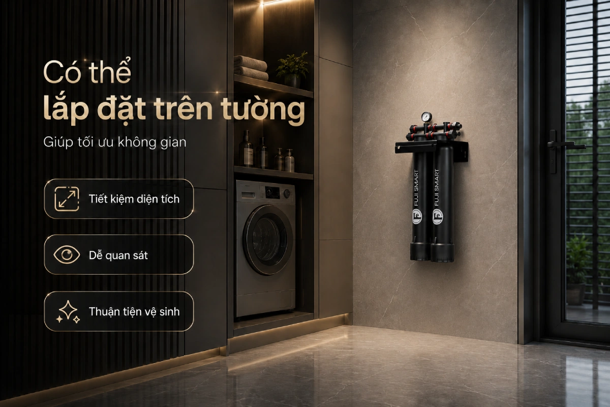 Hệ thống lọc nước đầu nguồn chung cư Fuji Smart APT 200 - Thương hiệu Nhật Bản 51 fuji smart APT 200 co the lap dat tren tuong Hệ thống lọc nước đầu nguồn chung cư Fuji Smart APT 200 - Thương hiệu Nhật Bản Thế Giới Lọc Tổng