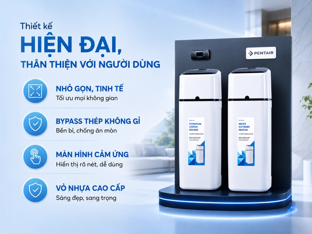 Hệ thống lọc tổng đầu nguồn Pentair Foleo Pro Max nhập khẩu từ Châu Âu 51 Hệ thống lọc tổng đầu nguồn Pentair Foleo Pro Max sở hữu thiết kế hiện đại, thân thiện với người dùng