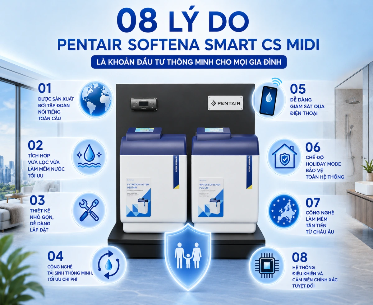 Hệ thống lọc tổng Pentair Softena Smart CS Midi nhập khẩu từ Châu Âu 46 hình ảnh 08 lý do nên chọn hệ thống pentair softena smart cs midi