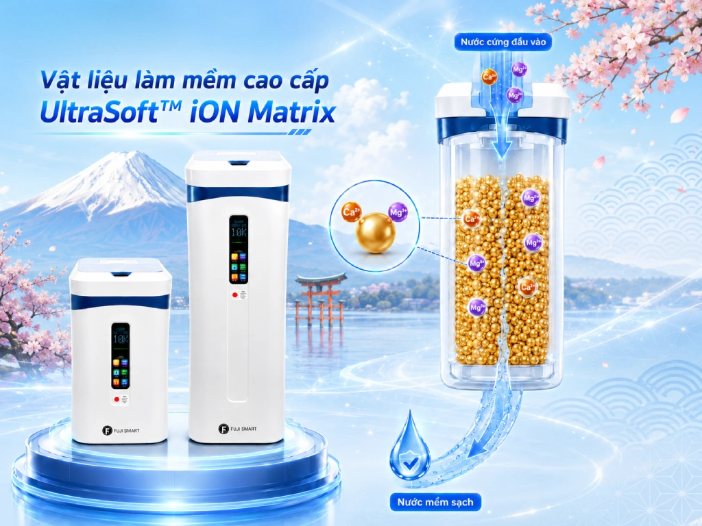Hệ thống làm mềm nước Fuji Smart Super Softener SERIES 54 Fuji Smart Super Softener SERIES sử dụng hạt làm mềm UltraSoft™ iON Matrix cao cấp, an toàn cho sức khỏe