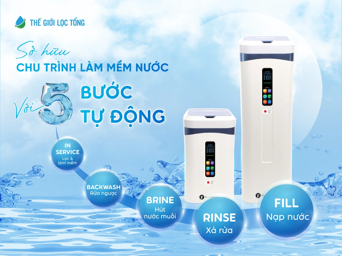 Hệ thống làm mềm nước Fuji Smart Super Softener Series sở hữu chu trình tái tạo 5 bước khép kín