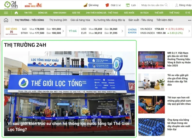 bao 24h dua tin ve the gioi loc tong e1770796388354 Báo 24H đưa tin: "Vì sao giới kiến trúc sư chọn hệ thống lọc nước tổng tại Thế Giới Lọc Tổng?" Thế Giới Lọc Tổng