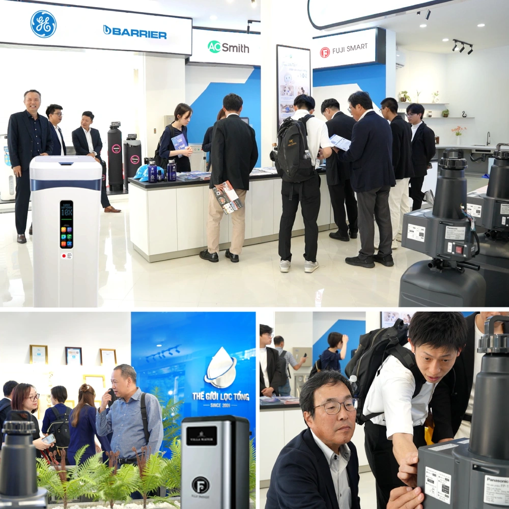 Khách hàng, kiến trúc sư và nhà thầu xây dựng tham quan tại showroom.