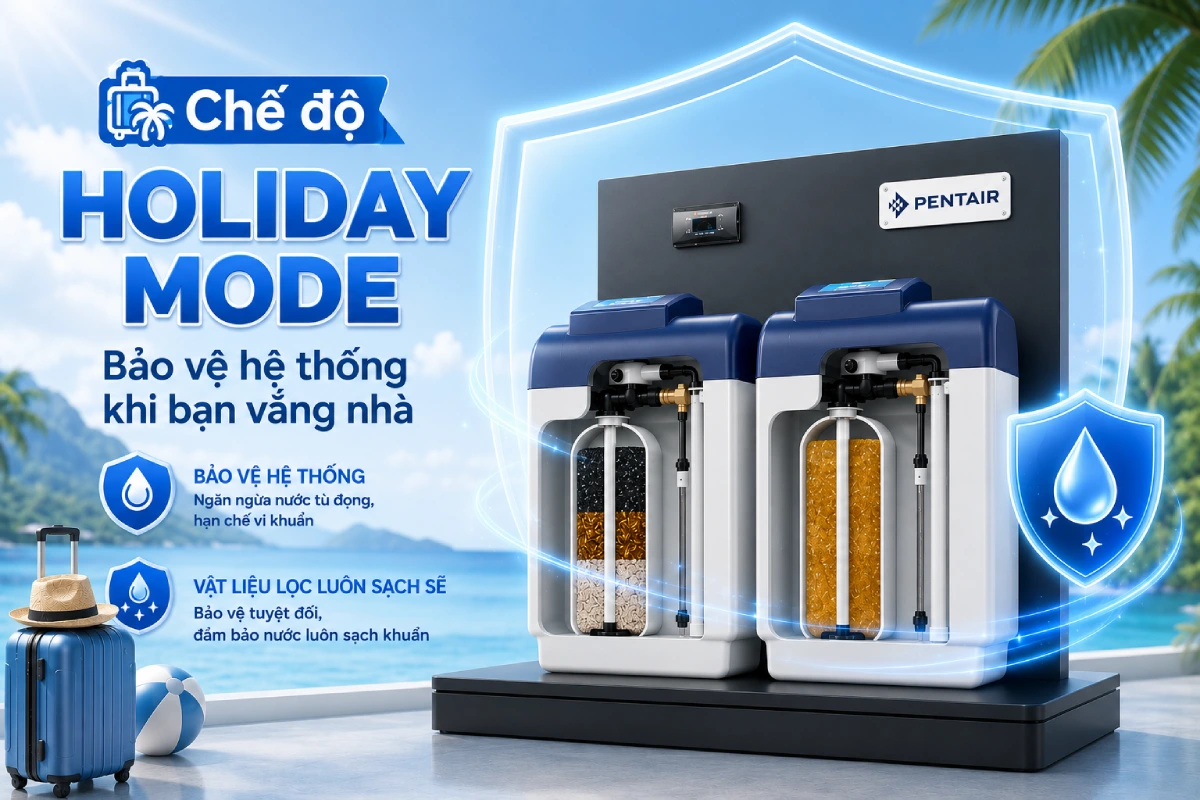 Hệ thống lọc tổng Pentair Softena Smart CS Midi nhập khẩu từ Châu Âu 53 Chế độ holiday mode