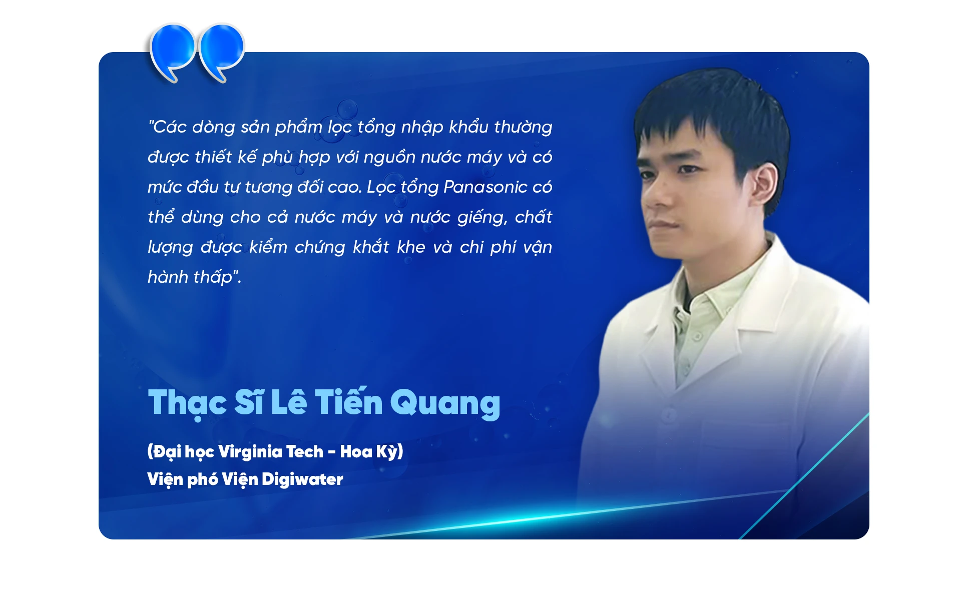 Le tien quang vien pho vien nghien cuu digiwater Báo tuổi trẻ đưa tin: Panasonic & Thế Giới Lọc Tổng hợp tác đẩy mạnh hệ thống lọc nước đầu nguồn tại Việt Nam Thế Giới Lọc Tổng