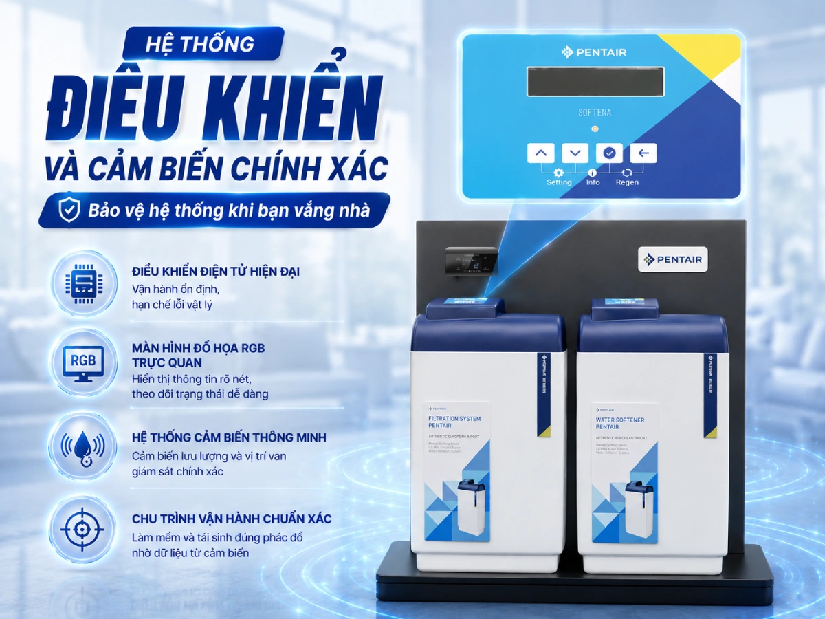 Hệ thống lọc tổng Pentair Softena Smart CS Maxi nhập khẩu từ Châu Âu 53 Hệ thống quản trị vận hành thông minh, giúp tối ưu hóa hiệu suất và đảm bảo chất lượng nước đầu ra ổn định