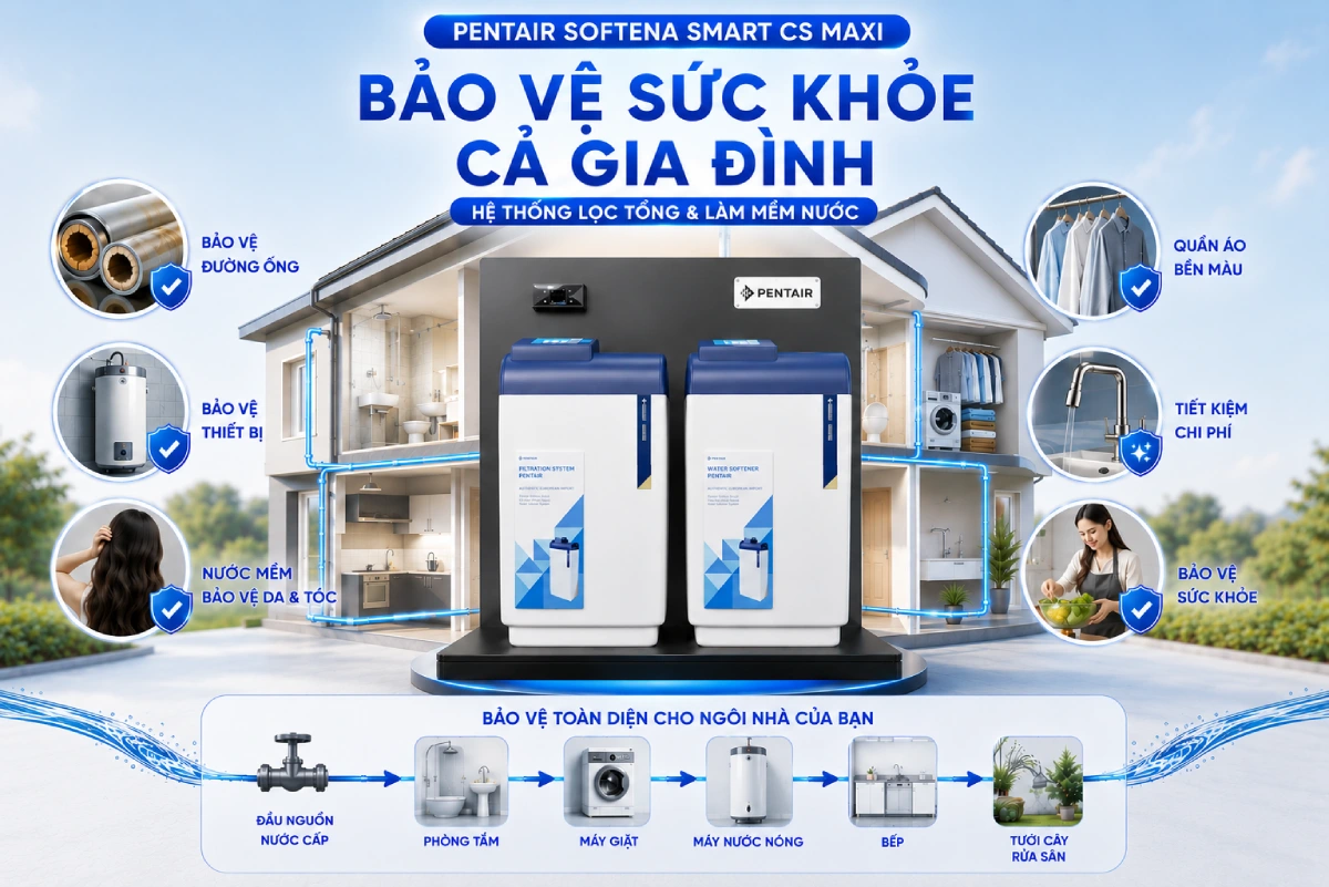 Hệ thống lọc tổng Pentair Softena Smart CS Maxi nhập khẩu từ Châu Âu 46 Pentair Softena Smart CS Maxi - Mang lại nguồn nước sạch bảo vệ sức khoẻ cả gia đình