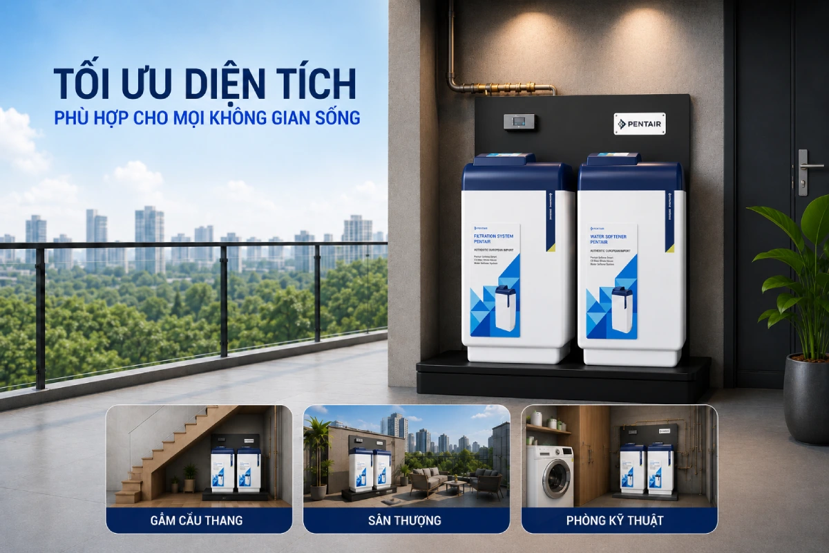 Hình ảnh thiết kế của hệ thống lọc tổng Pentair Softena Smart CS Maxi