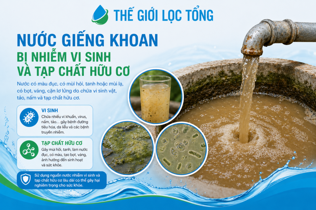 Vi sinh vật trong nước giếng khoan không nhìn thấy bằng mắt thường gây ảnh hưởng sức khỏe