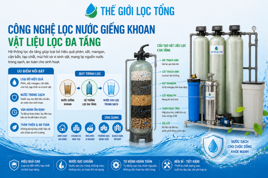 Vật liệu phổ biến cho cột lọc nước giếng khoan