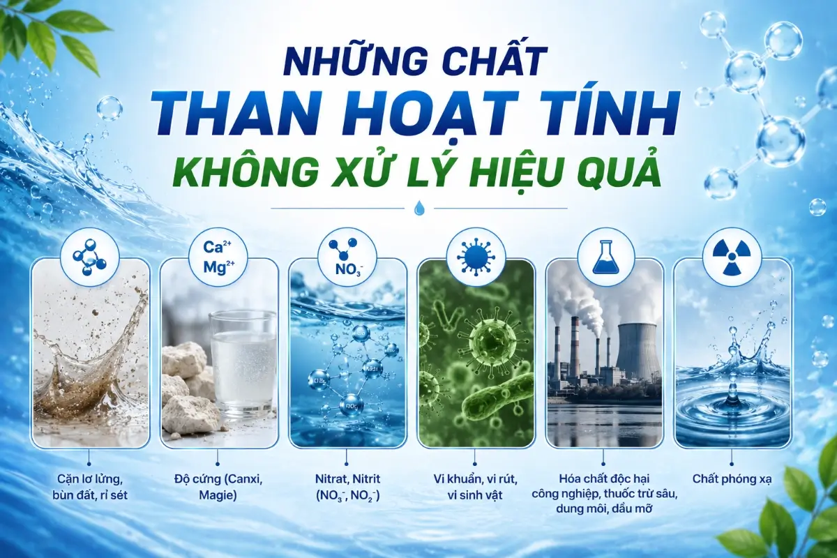 Tác dụng lọc nước của than hoạt tính: Cơ chế hấp phụ và ứng dụng thực tế 52 Những chất than hoạt tính không xử lý hiệu quả
