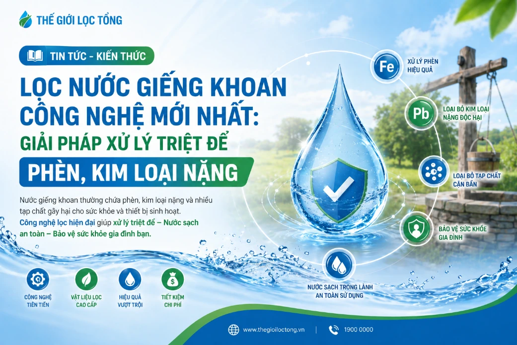 loc nuoc gieng khoan bang cong nghe moi Lọc nước giếng khoan công nghệ mới nhất: Giai pháp xử lý triệt để phèn, kim loại nặng Thế Giới Lọc Tổng