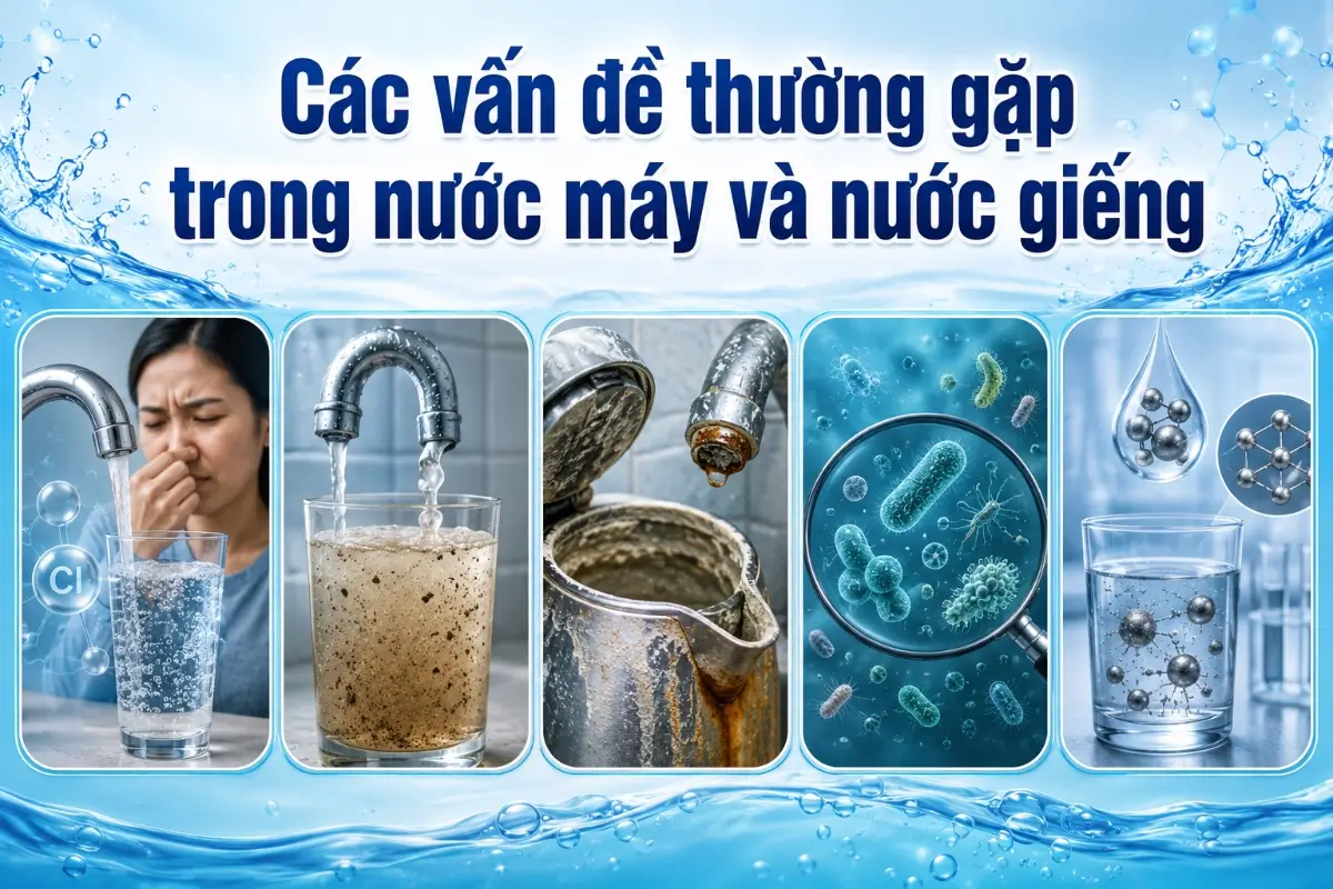 Các vấn đề thường gặp trong nước máy và nước giếng