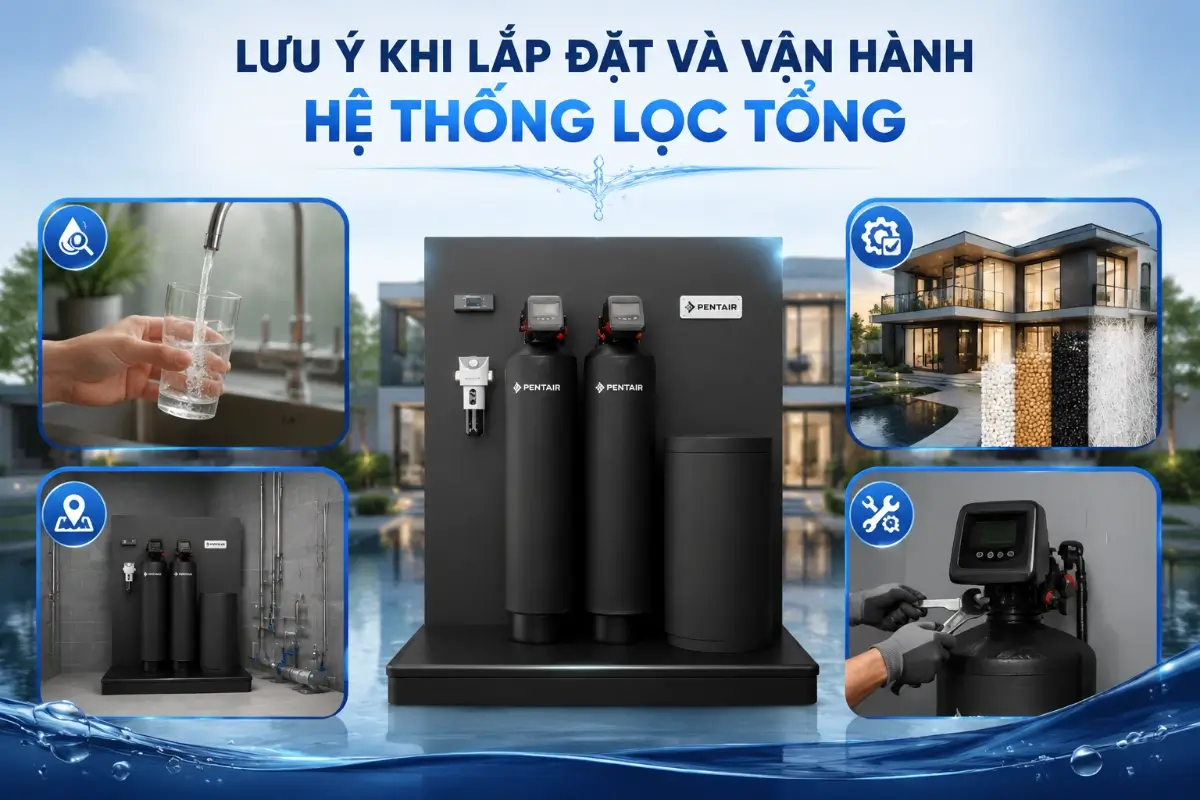 Hệ thống lọc tổng sinh hoạt xử lý được những vấn đề nước nào phổ biến tại Việt Nam? 52 Lưu ý khi lắp đặt và vận hành hệ thống lọc tổng