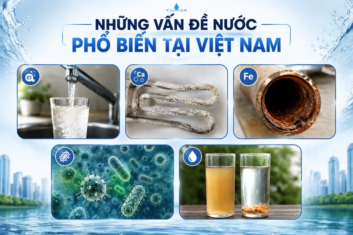 Hệ thống lọc tổng sinh hoạt xử lý được những vấn đề nước nào phổ biến tại Việt Nam? 49 Những vấn đề nước phổ biến tại Việt Nam