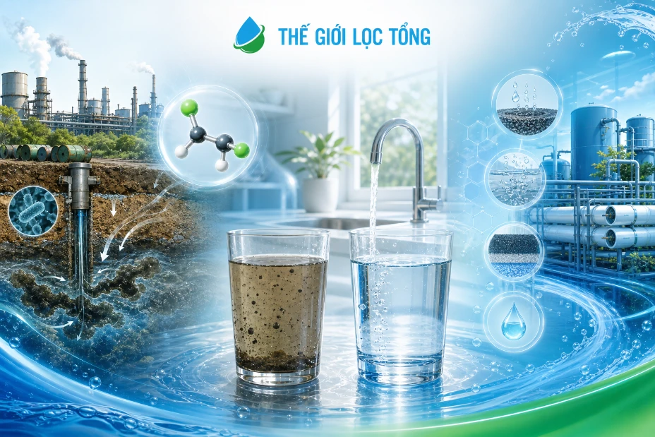 TCE trong nước uống: mối nguy tiềm ẩn và giải pháp lọc tối ưu từ Thế Giới Lọc Tổng 50 Thách thức lớn của TCE trong xử lý mạch nước ngấm