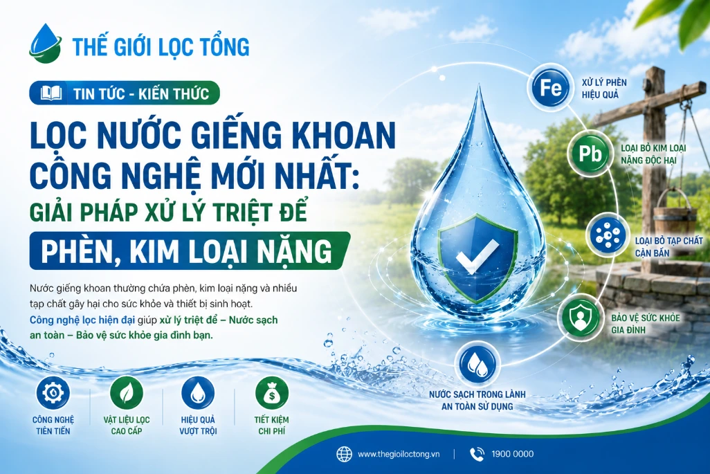 loc nuoc gieng khoan bang cong nghe moi Lọc nước giếng khoan công nghệ mới nhất: Giai pháp xử lý triệt để phèn, kim loại nặng Thế Giới Lọc Tổng