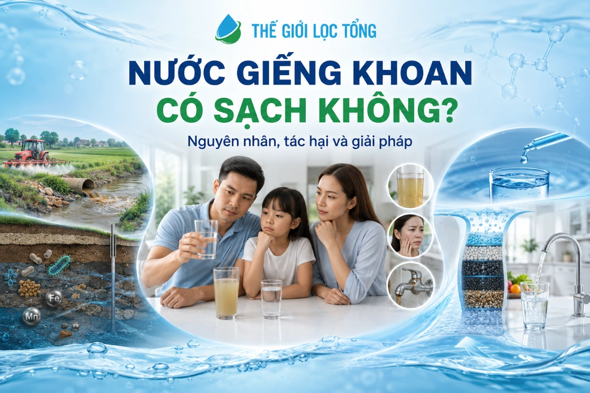 nuoc gieng khoan co sach khong Nước giếng khoan có sạch không? Tìm hiểu nguyên nhân, tác hại và giải pháp xử lý Thế Giới Lọc Tổng