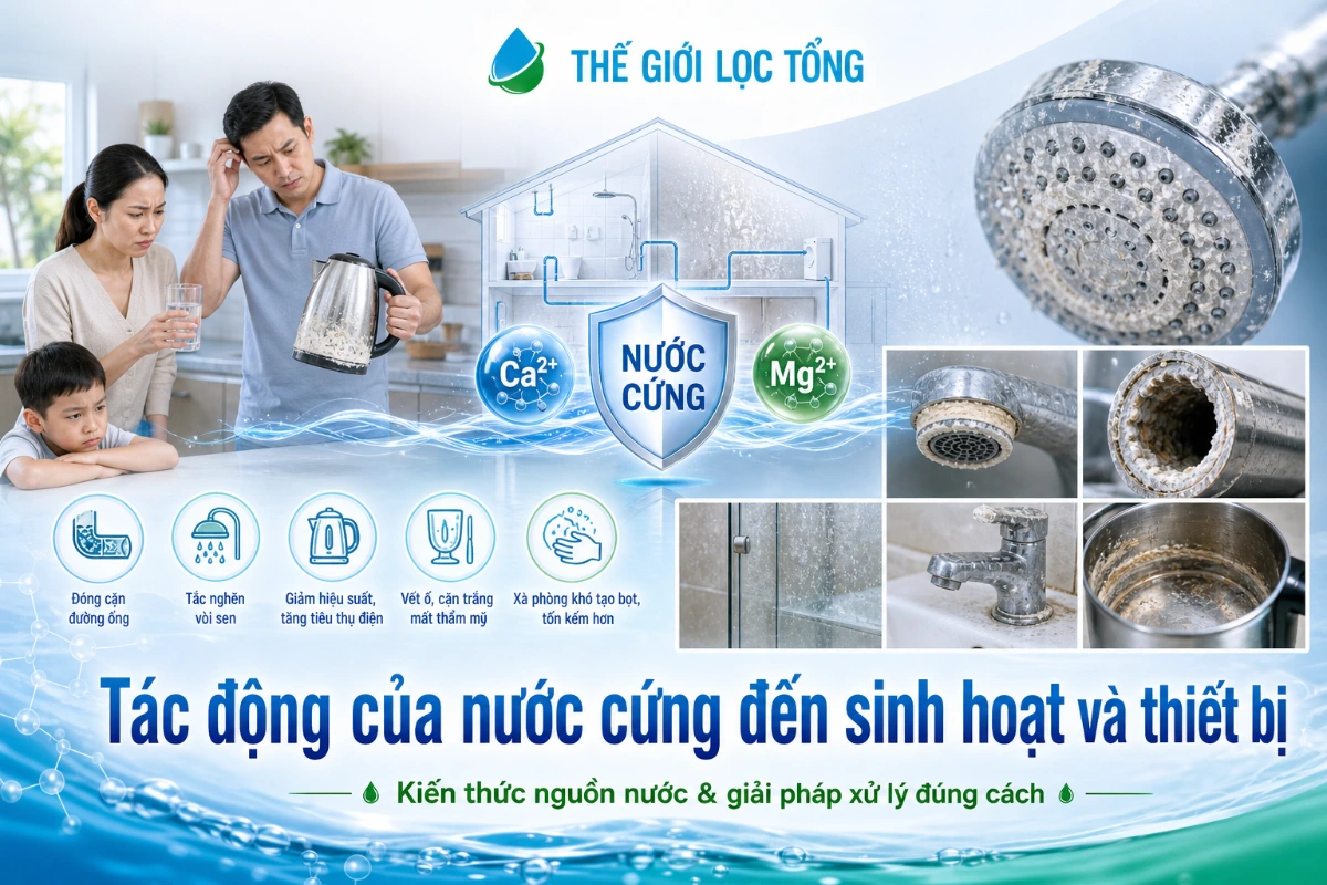 Độ cứng của nước ảnh hưởng nghiêm trọng đến sinh hoạt và thiết bị