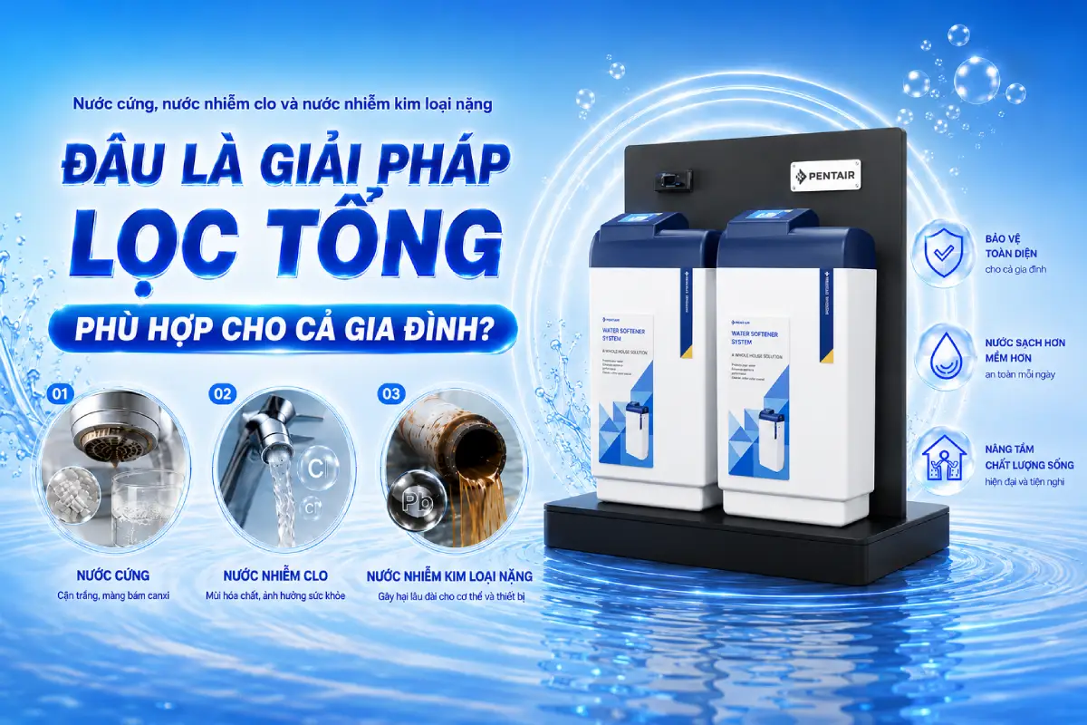 Giai phap loc tong phu hop cho ca gia dinh 3 Nước cứng, nước nhiễm clo và nước nhiễm kim loại nặng: Đâu là giải pháp lọc tổng phù hợp cho cả gia đình? Thế Giới Lọc Tổng