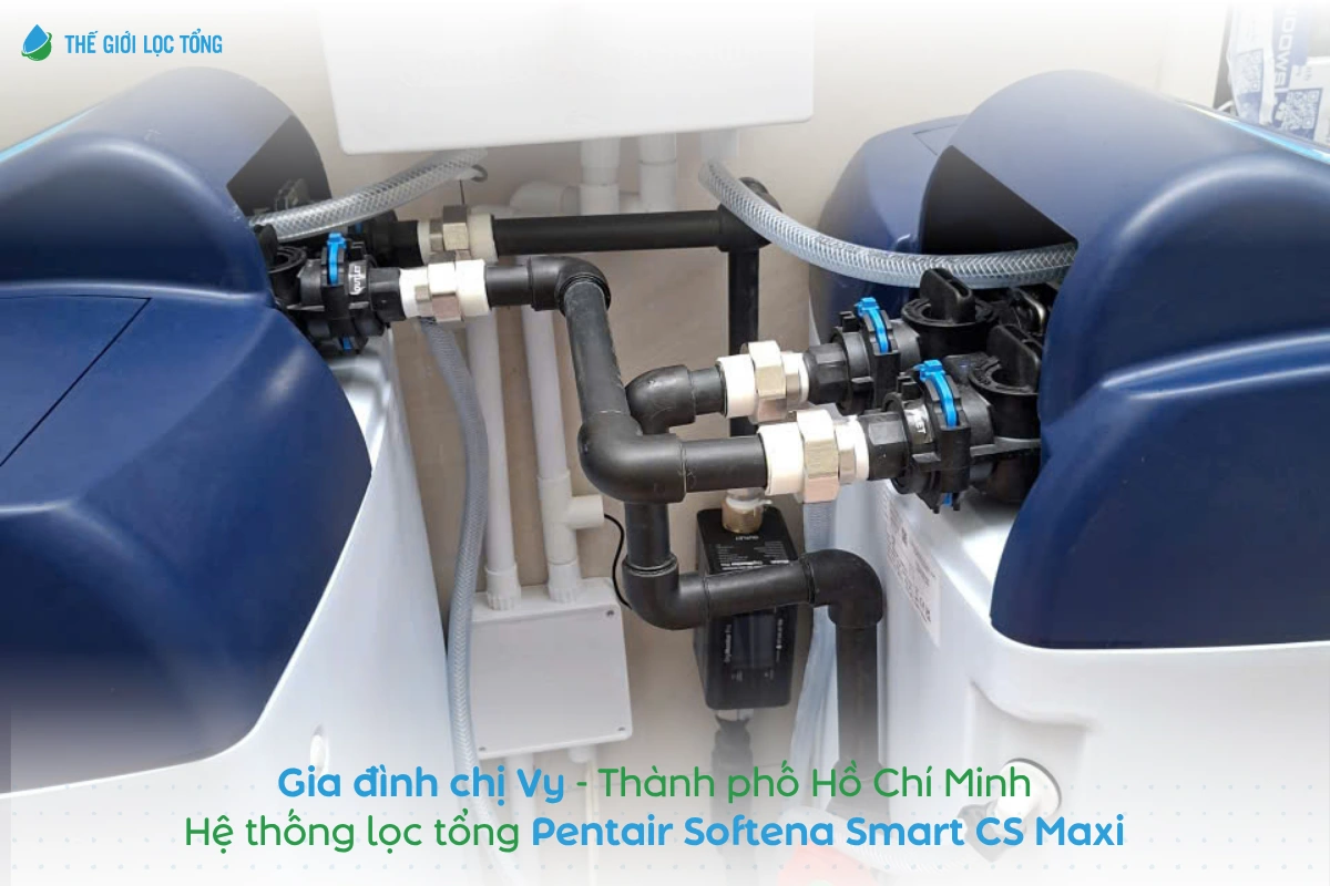 Dự án lắp đặt lọc tổng đầu nguồn Pentair Softena Smart CS Maxi cho villa tại TP.HCM 9 Lắp đặt hệ thống lọc tổng Pentair Softena Smart CS Maxi