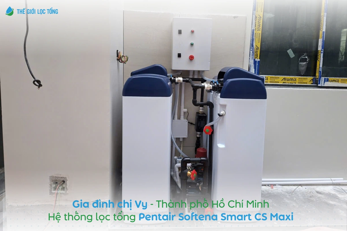 Dự án lắp đặt lọc tổng đầu nguồn Pentair Softena Smart CS Maxi cho villa tại TP.HCM 8 Lắp đặt hệ thống lọc tổng Pentair Softena Smart CS Maxi