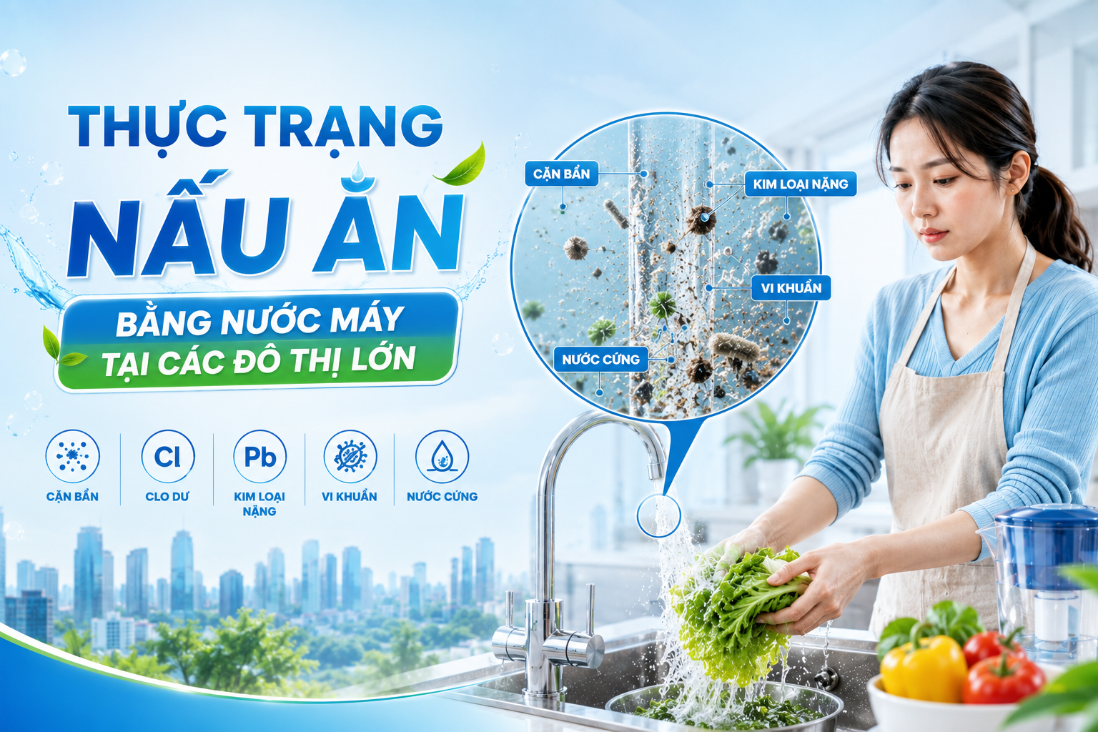 Nau an bang nuoc may Thực trạng nấu ăn bằng nước máy tại TPHCM, Hà Nội – Có thực sự an toàn? Thế Giới Lọc Tổng